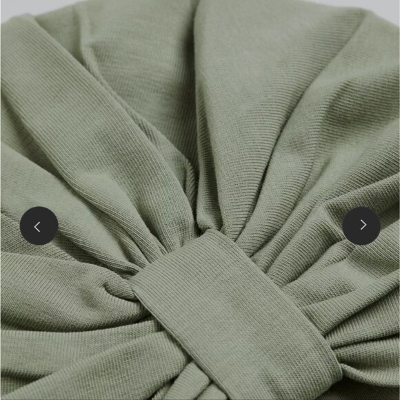 H&M Girls Knot Detail Cotton Jersey Sage Green Knotted Turban Hat Size 7-12 NEW - Picture 3 of 7